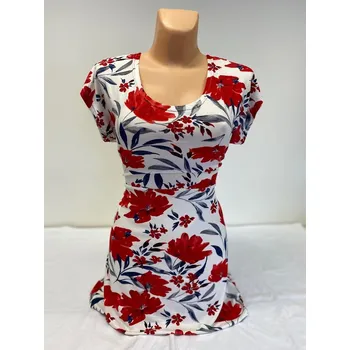 Dámská tunika Letní halenka květovaná ČERHA, Barva Červená, Velikost XXL50, Materiál 96% Viskoza 4% Lycra