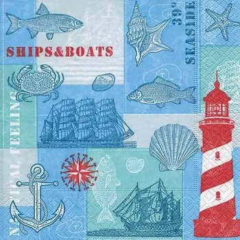 Papírový ubrousek Dezertní třívrstvé ubrousky Nautical feeling, 20 ks - 33*33 cm