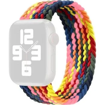 Řemínek na hodinky Nylonový řemínek s copánkovým vzorem pro Apple Watch Ultra 49mm / 46mm / 45mm / 44mm / 42mm - L - tmavý duhový