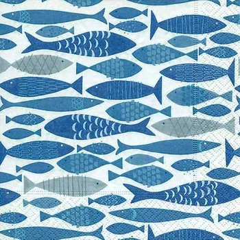 Papírový ubrousek Dezertní třívrstvé ubrousky Shoal of fish, 20 ks - 33*33 cm