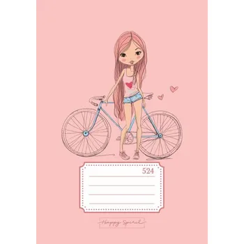 Sešit Happy Spirit Školní sešit s okrajem A5/524 20 lístů linkovaný Dívka s kolem