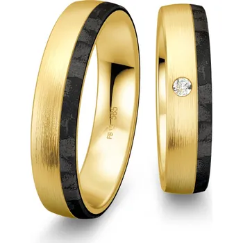 Prsten Snubní prsteny Carbon ze žlutého zlata s diamantem - Cena za pár 4806506-4806505