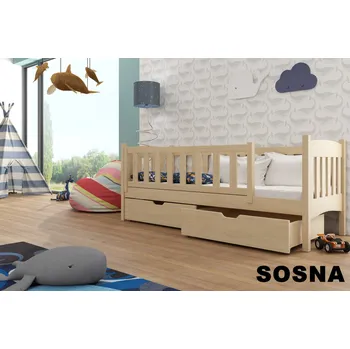 Dětsný nábytek Dřevěná postel GUCIO 90x200 cm s úložným prostorem borovice masiv