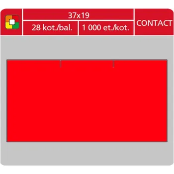 Samolepící etiketa Coveris Contact - etikety cenové (obdélník) 37 x 19 mm, červené