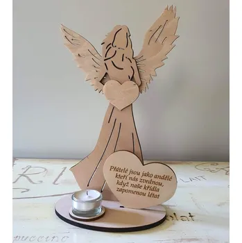 Svícen Svícen Anděl s citátem Přátelé jsou - Srdíčko