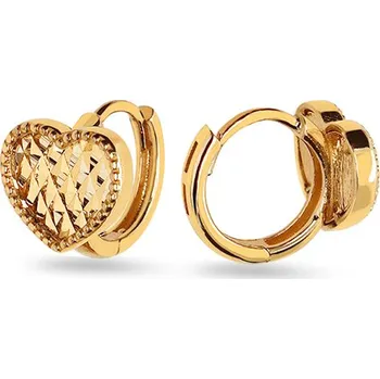 Náušnice Zlaté gravírované dívčí náušnice srdíčka IZ24632 + dárkové balení LUXUS zdarma