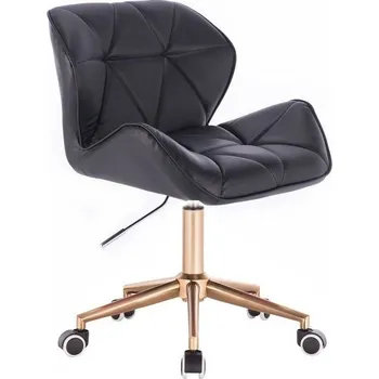 LuxuryForm DESIGN Kosmetická židle MILANO na zlaté podstavě s kolečky - černá