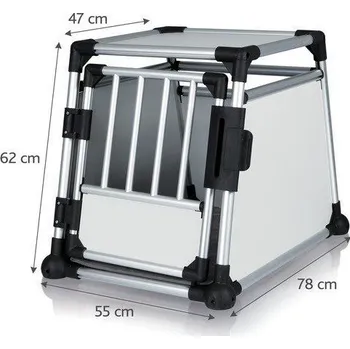 klec pro psa Transportní klec - hliníkový rám, pevné panely 55x62x78 cm