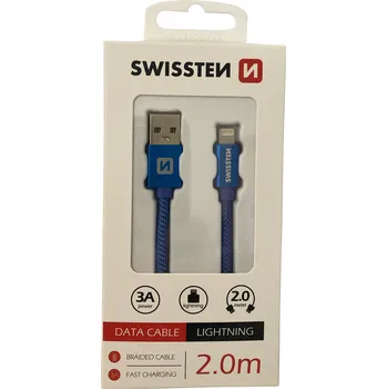 Datový kabel kabel datový a nabíjecí SWISSTEN USB/lightning 2,0m modrý