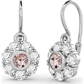 Náušnice Dětské zlaté náušnice Pomněnka se zirkony Materiál šperku: Bílé zlato, Barevné varianty zirkonů: Růžovo-bílá kombinace