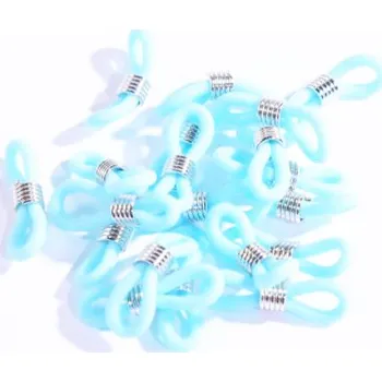 Brýlová obroučka Silikonové háčky na brýle se stříbrnou sponou - Modré, 20 kusů