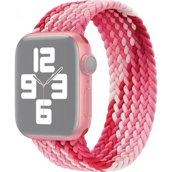 Řemínek na hodinky Nylonový řemínek s barevným copánkovým vzorem pro Apple Watch Ultra 49mm / 46mm / 45mm / 44mm / 42mm - L - růžový