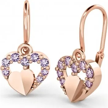 Náušnice Dětské zlaté náušnice Darcy se zirkony Materiál šperku: Růžové zlato, Barevné varianty kamenů: Fialový zirkon