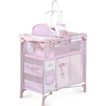 Doplněk pro panenku DeCuevas Niza 2022 skládací postýlka pro panenky s 5 funkčními doplňky 53046 růžová