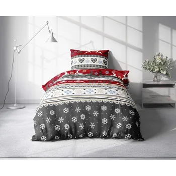 Textilomanie Vánoční jeleni červené 140 x 200, 70 x 90 cm knoflíky Povlečení Textilomanie Vánoční jeleni červené 140 x 200, 70 x 90 cm knoflíky