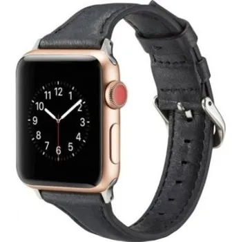 Řemínek na hodinky Stylový kožený řemínek pro Apple Watch 42mm / 41mm / 40mm / 38mm - černý