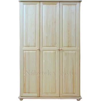 Šatní skříň Šatní skříň z masivní borovice AGNES třídvéřová Barevné provedení: Olše