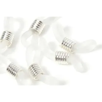 Brýlová obroučka Silikonové háčky na brýle se stříbrnou sponou - Transparentní, 20 kusů