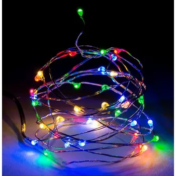 Vánoční dekorace LED Vánoční 40LED NANO řetěz RGB barevný 2m baterie