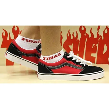 Pánské ponožky Ponožky FINAL "NÍZKÝ" bílý s červeným nápisem Barva: Bílo červená, Velikost: 10,5-11 (45-46)