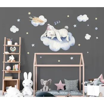 Samolepící dekorace Roztomilé nálepky na stěnu s motivem spící zajko