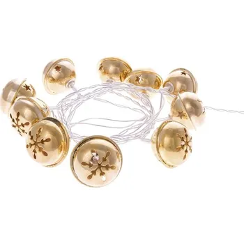 Vánoce Vánoční osvětlení Emos ZY1972 LED vánoční girlanda – zlaté rolničky, 2xAA, teplá b., čas. (poslední kusy)