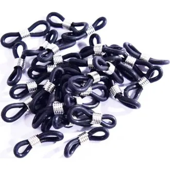 Brýlová obroučka Silikonové háčky na brýle se stříbrnou sponou - Černé, 20 kusů