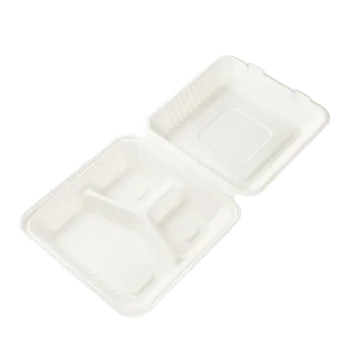 Jednorázové nádobí EcoPack Menu box z cukrové třtiny 200x210x85 mm 3-dílný bílý bal/50 ks