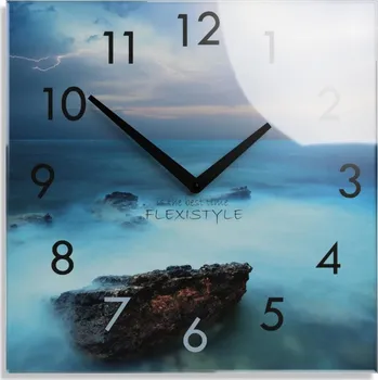 Hodiny Dekorační skleněné hodiny 30 cm s motivem oceánu