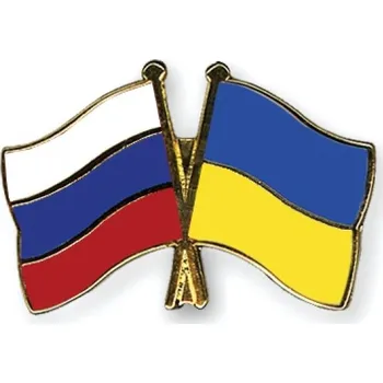 Odznak (pins) 22mm vlajka Rusko+Ukrajina - barevný