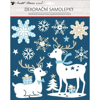 Okenní dekorace Anděl Přerov Samolepka s glitry 30 x 38 cm, jeleni