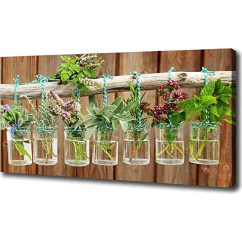 Obraz Foto obraz na plátně Byliny v sklenicích