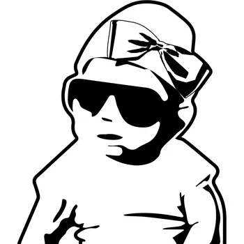 Walteco Dítě v autě - holka, 150x175 mm, čirá samolepka Množství: 1 ks