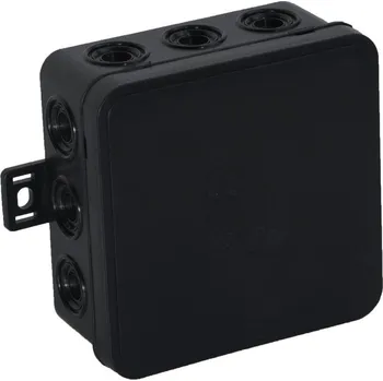 Elektroinstalační krabice Povrchový box prázdný 12 přívodů VIPLAST V7 klik černý IP54 100x100x41mm 037-05