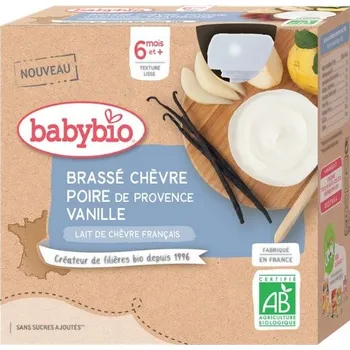 BABYBIO 4x kapsička svačinka z kozího mléka s hruškou a vanilkou 85 g