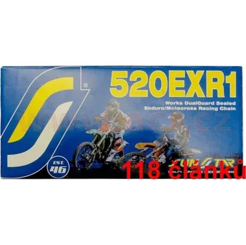 Řetězová sada pro motocykl Sunstar řetěz 520EXR1 barva zlatá, 118 článků
