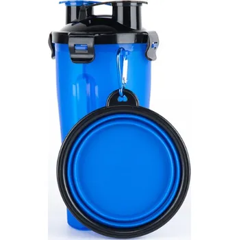 Miska pro psa Cestovní láhev 2v1 - modrá