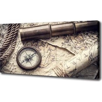 Obraz Foto obraz na plátně Kompas mapa lupa