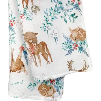 Dětská deka Mimilove Mušelínová plenka 100x100 cm Zimní krajina Limited Edition