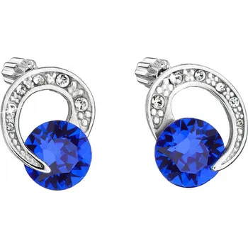 Náušnice Stříbrné náušnice pecky s krystaly Swarovski modré kulaté 31239.3 majestic blue