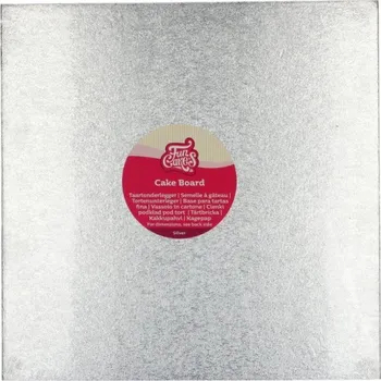 Podložka na pečení Funcakes FunCakes podložka pod dort stříbrná 20,3 x 20,3cm / 1cm Čtverec