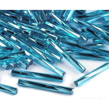 Dětské navlékací korálky Rokajl PRECIOSA - čípky modrá tyrkysová kroucená > 30mm/25ks