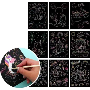 DAALO Stírací obrázky pro děti 9 ks - jednorožci