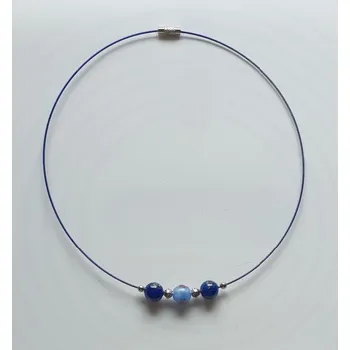 Náhrdelník Náhrdelník na lanku s vinutkami - modré kuličky