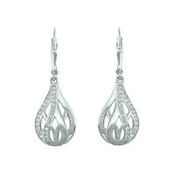 Náušnice Stříbrné visací náušnice zirkonové s matem