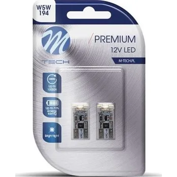 Autožárovka M-TECH POLAND | 2x Dioda LED L329 - W5W 4xSMD2835 CANBUS bílá LB329W, 51096