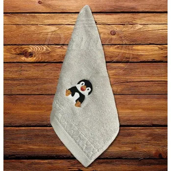 Dekorativní polštářek Dante Ručníček s výšivkou Tučňák starorůžový