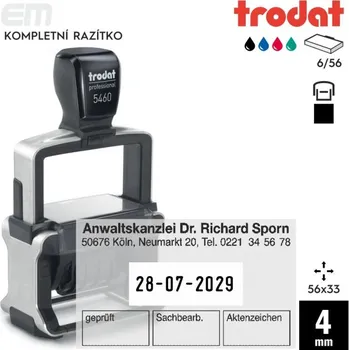 Razítko Razítko Trodat 5460 [56x33mm] s datem - kompletní razítko