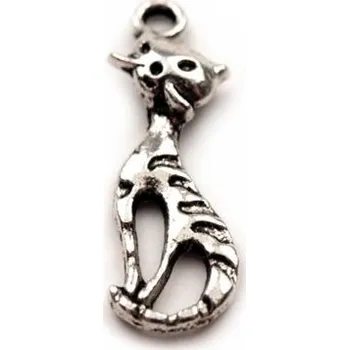 Přívěsek Přívěsek kovový - KOČKA 8x22mm - platina