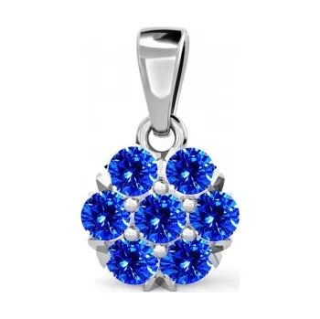 Přívěsek Couple, Květinový přívěsek Carin, bílé zlato s tmavě modrými zirkony, 6670263-0-0-72